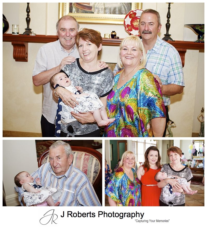 Grandparents with new baby girl - sydney party photography 